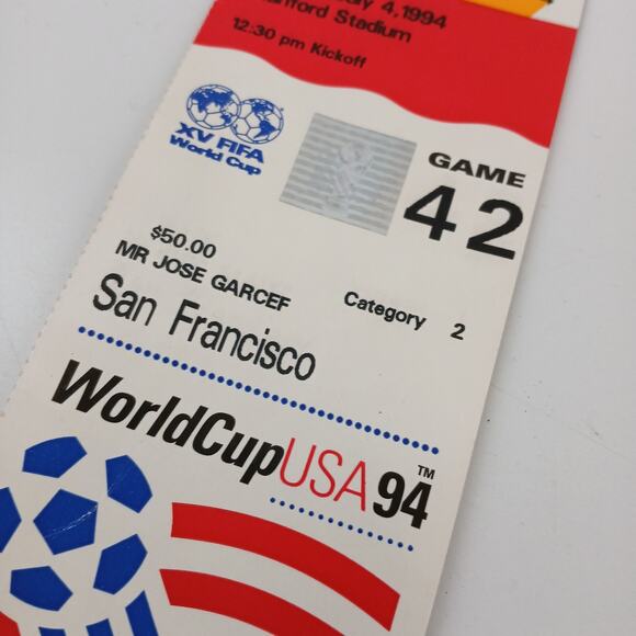 1994 FIFA World Cup Ticket Stub Game 42 Brazil vs Cameroon Stanford Stadium - Picture 2 of 12